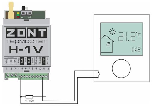 Подключение комнатного терморегулятора (термостата) H-1V.jpg